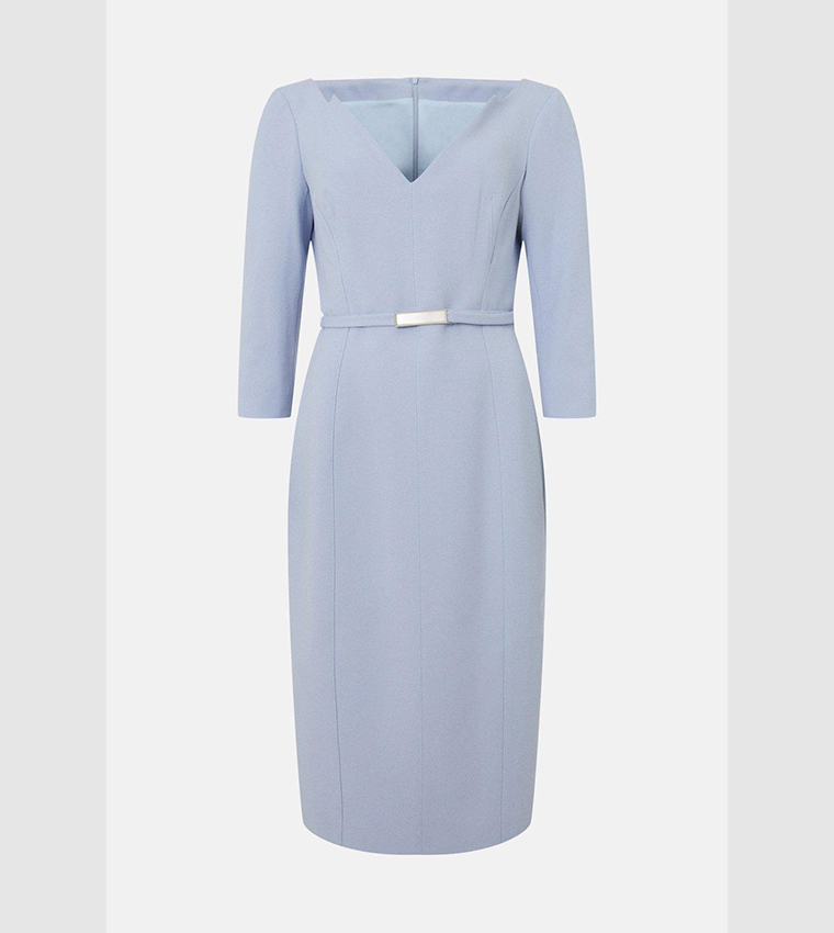 Buy Karen Millen Forever Bar Belt Midi Dress In Blue 6thStreet Bahrain