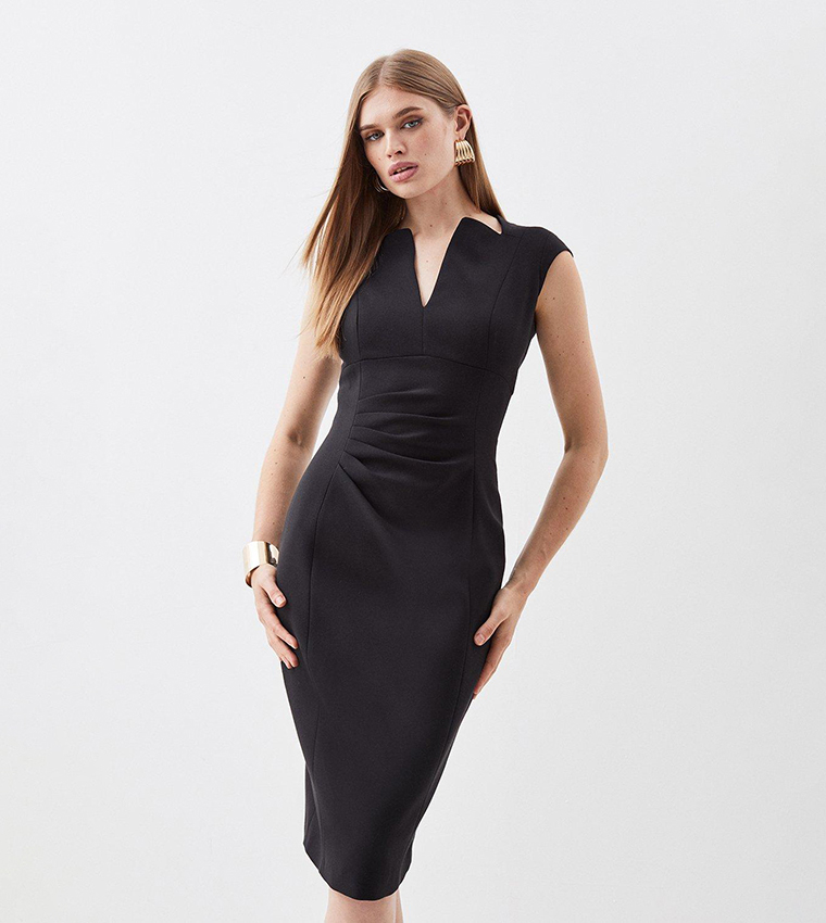 Buy Karen Millen Compact Stretch Envelope Neck Pencil Midi Dress In ...