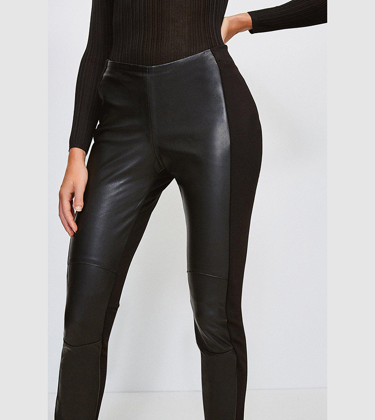 Buy Karen Millen Leather And Ponte Leggings In Black