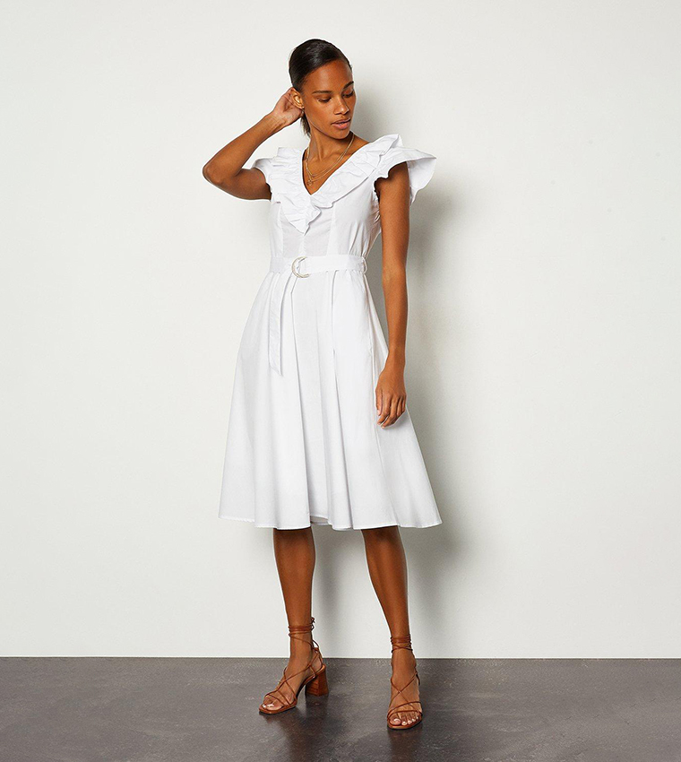 Karen millen white belted dress hotsell