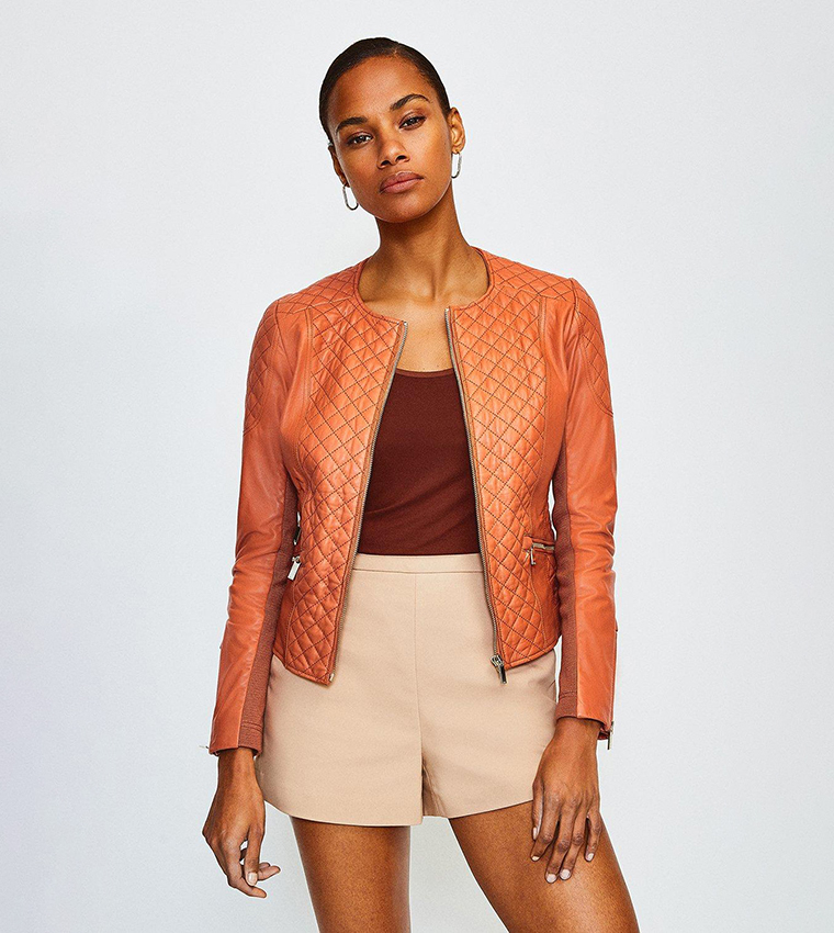 Orange 2024 leather jacket