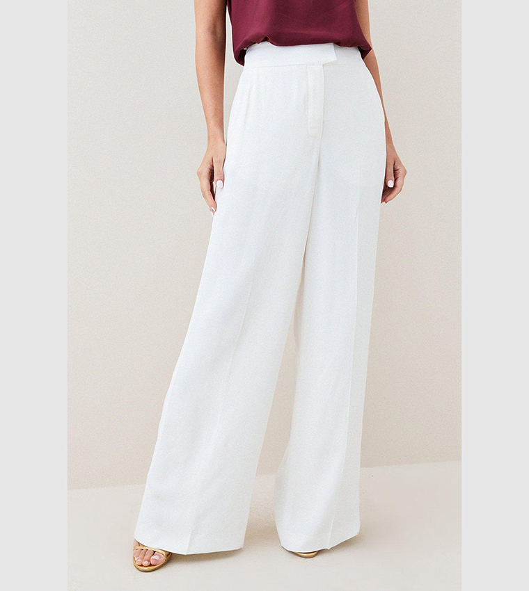 Meli loose-fit cropped satin pants, white, woman | Dondup