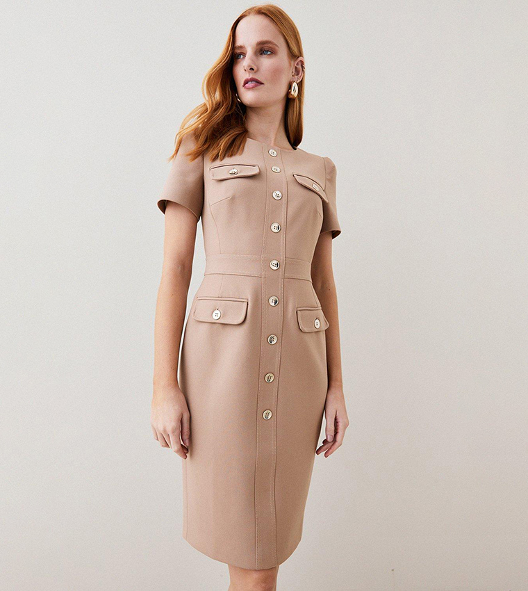 Buy Karen Millen Utility Midi Dress In Camel 6thStreet Kuwait