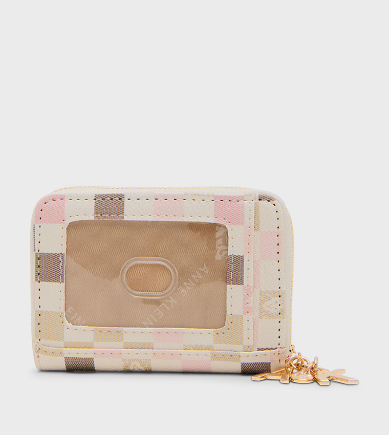 Patterned Zip-Around Mini Wallet