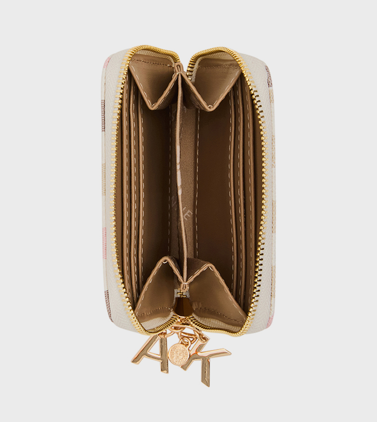 Patterned Zip-Around Mini Wallet