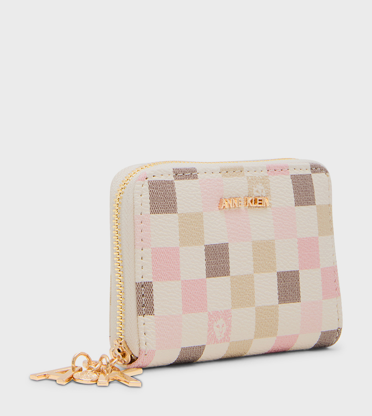 Patterned Zip-Around Mini Wallet