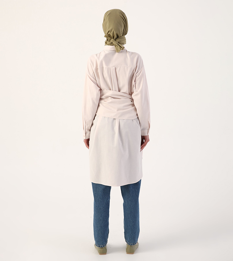 Solid Belted Shirt Tunic
