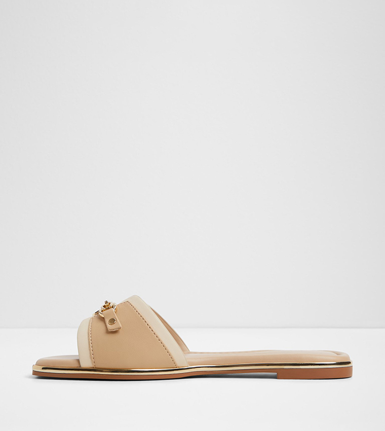ALAMASSI Metal Accent Flat Sandals