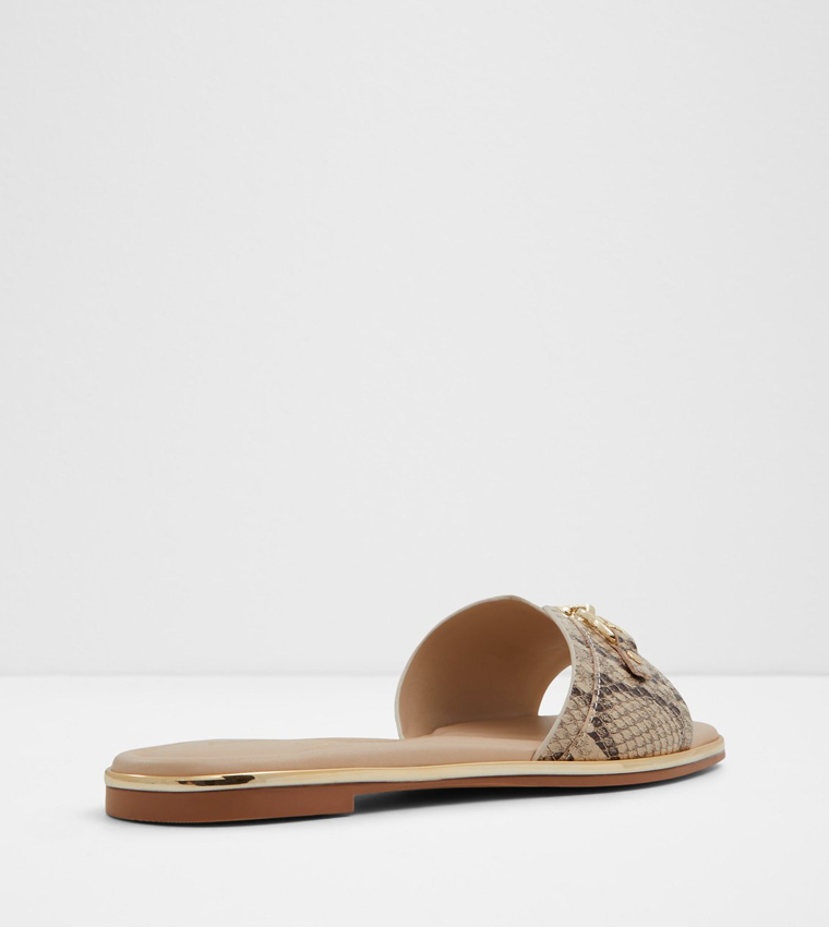 ALAMASSI Snake Print Flat Sandals