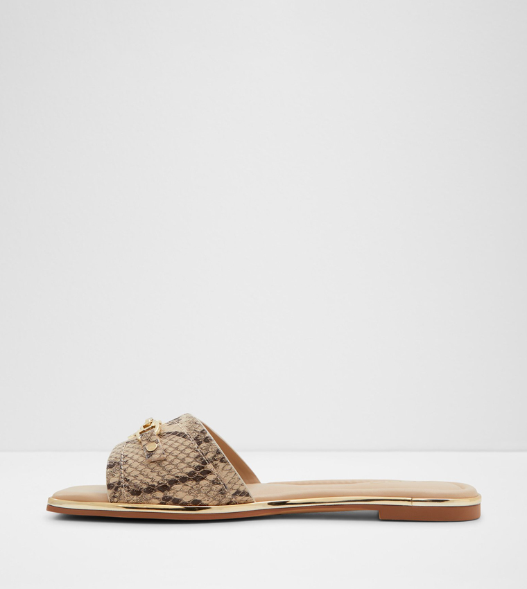 ALAMASSI Snake Print Flat Sandals