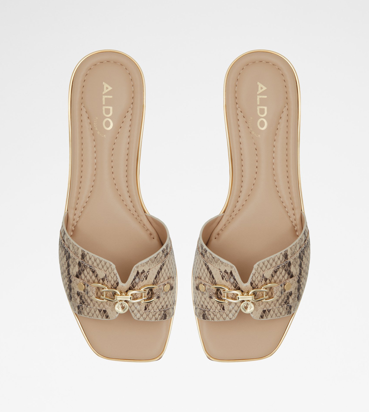 ALAMASSI Snake Print Flat Sandals