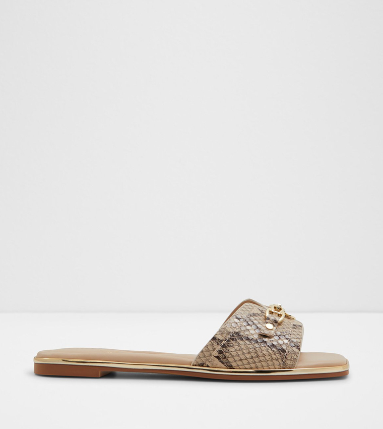 ALAMASSI Snake Print Flat Sandals