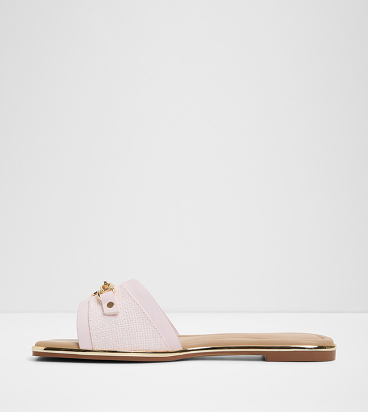 ALAMASSI Metal Accent Slide Sandals