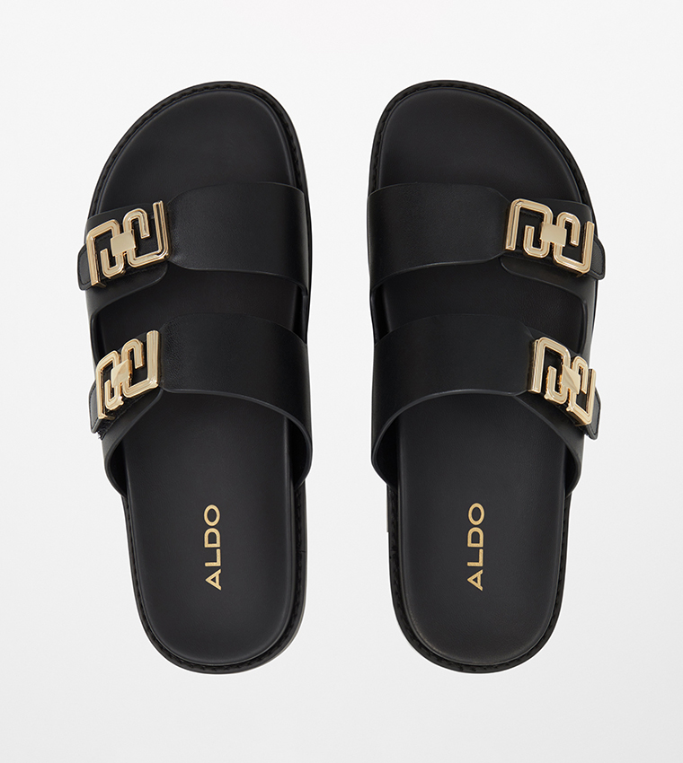 ALESSIE Metal Accent Open Toe Sandals