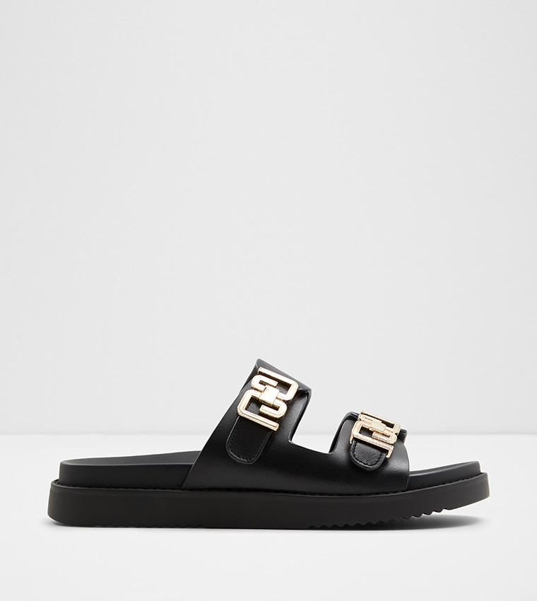 ALESSIE Metal Accent Open Toe Sandals