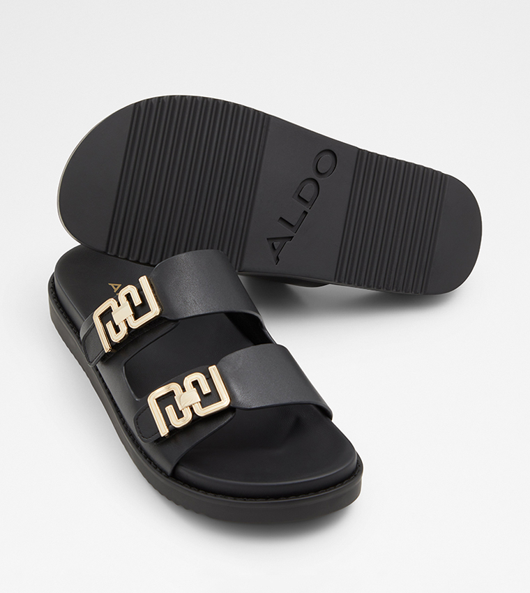 ALESSIE Metal Accent Open Toe Sandals