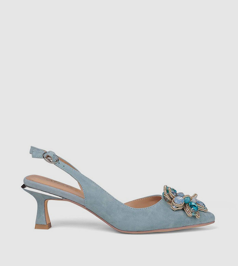 Blue slingback kitten clearance heels