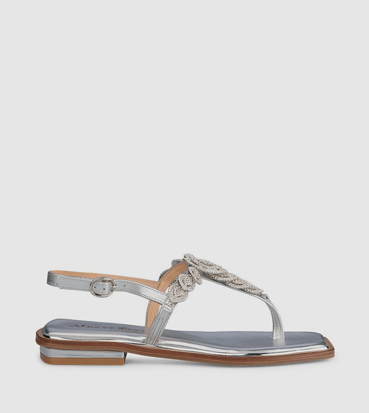 TILDA Embellished T-Strap Flat Sandals