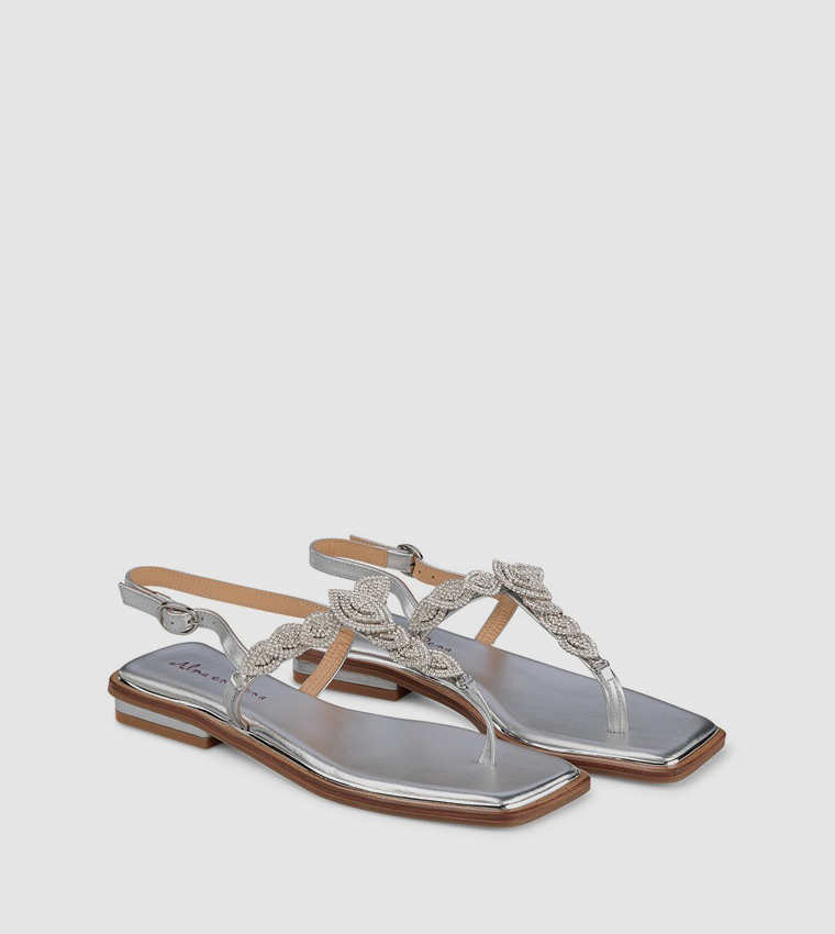 TILDA Embellished T-Strap Flat Sandals