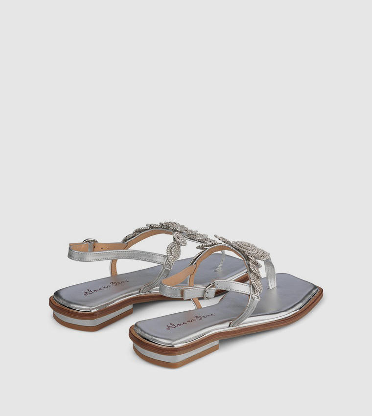 TILDA Embellished T-Strap Flat Sandals