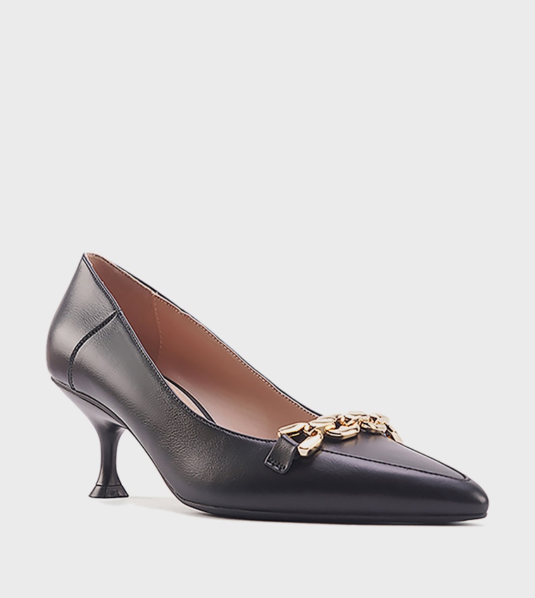 ALTAN Metal Detail Pointed Toe Pumps
