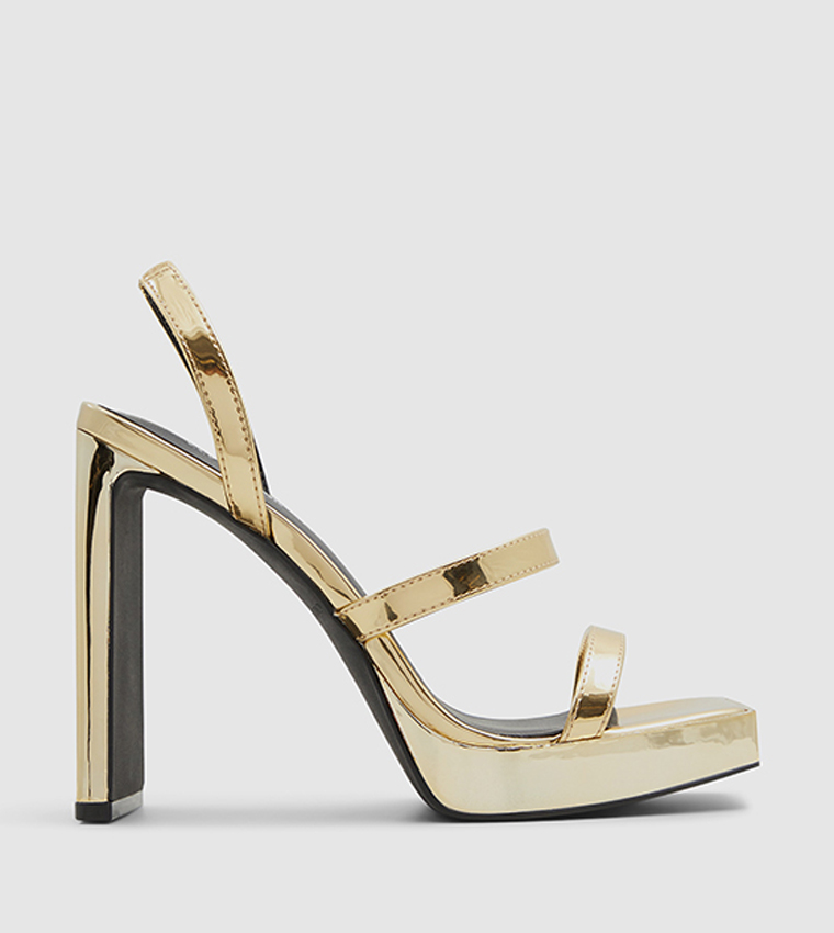 Gold open toe store heels