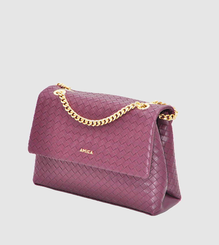 Weaved Zippered Crossbody Bag