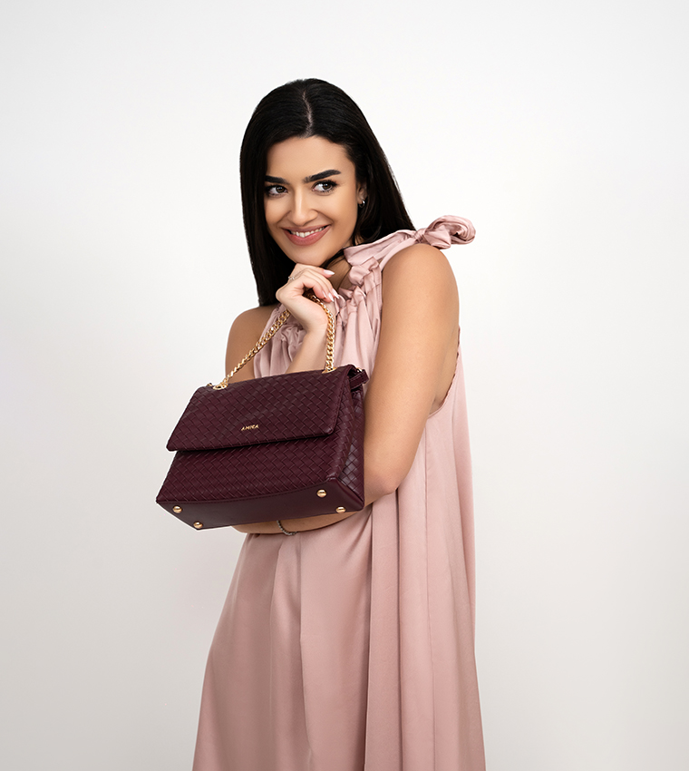 Weaved Zippered Crossbody Bag