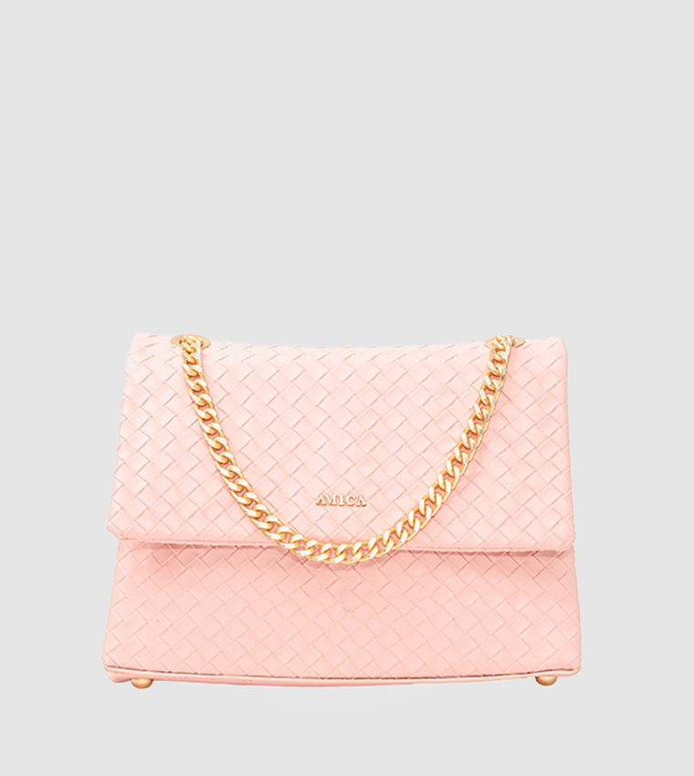 Weaved Zippered Crossbody Bag