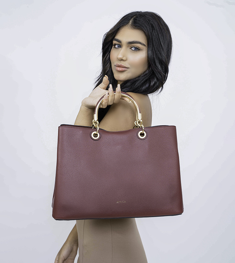 Emilia Zippered Satchel Handbag