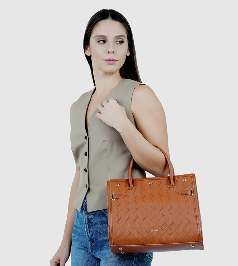 MAKEDA Textured Satchel Bag