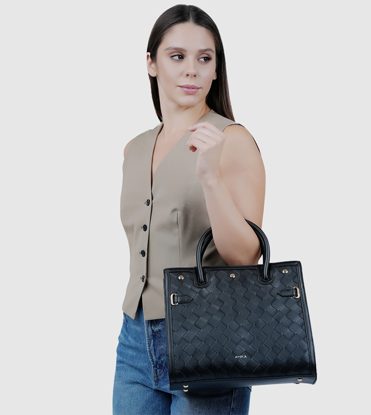 MAKEDA Textured Satchel Bag