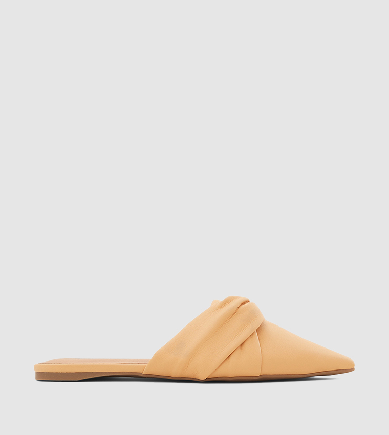 Open toe shop mules flat