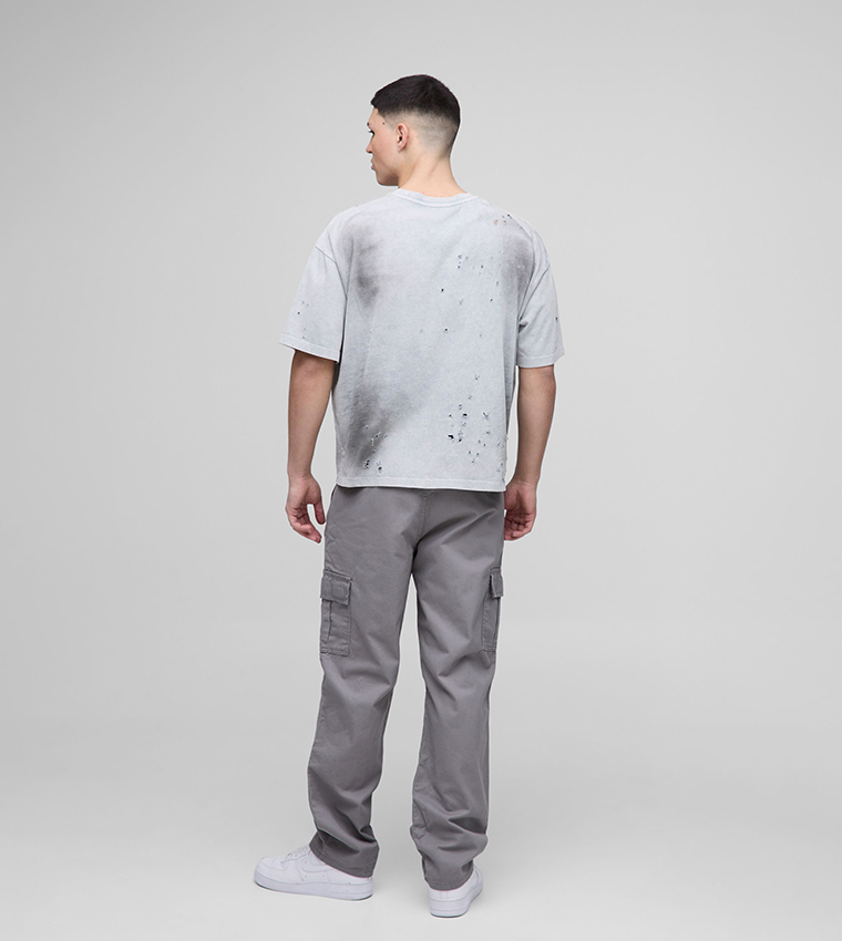 Mid Rise Straight Fit Twill Cargo Trousers