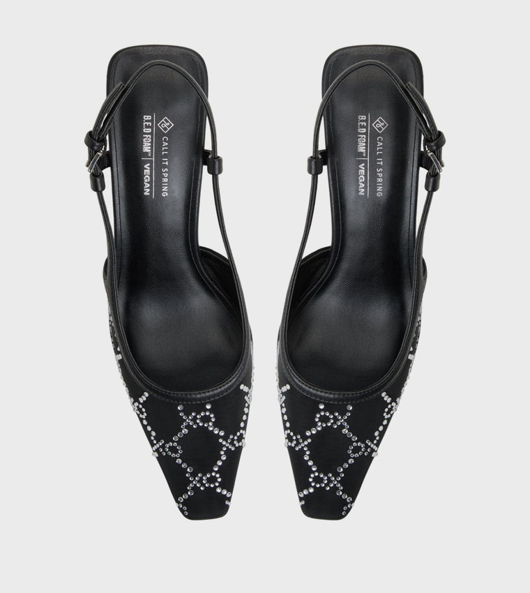 AMOURA Embellished Slingback Pumps