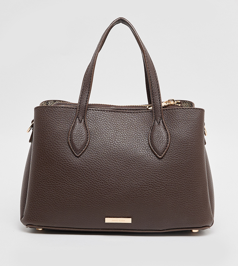 Textured Satchel Bag with Coin Pouch