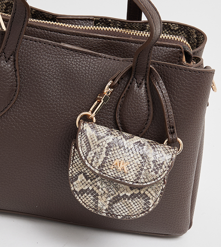 Textured Satchel Bag with Coin Pouch