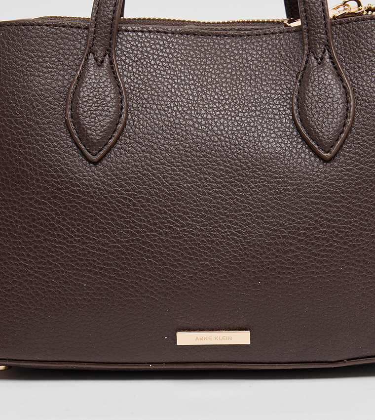 Textured Satchel Bag with Coin Pouch