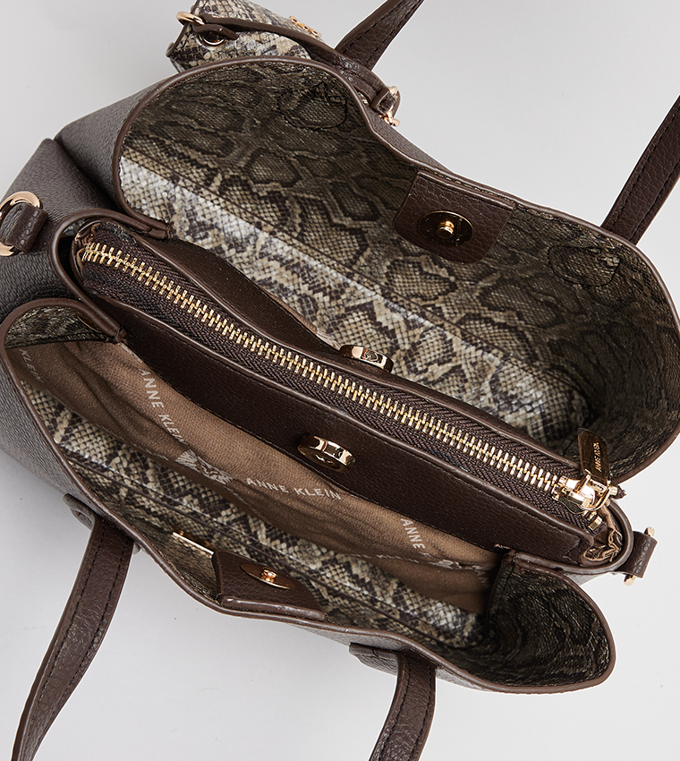 Textured Satchel Bag with Coin Pouch