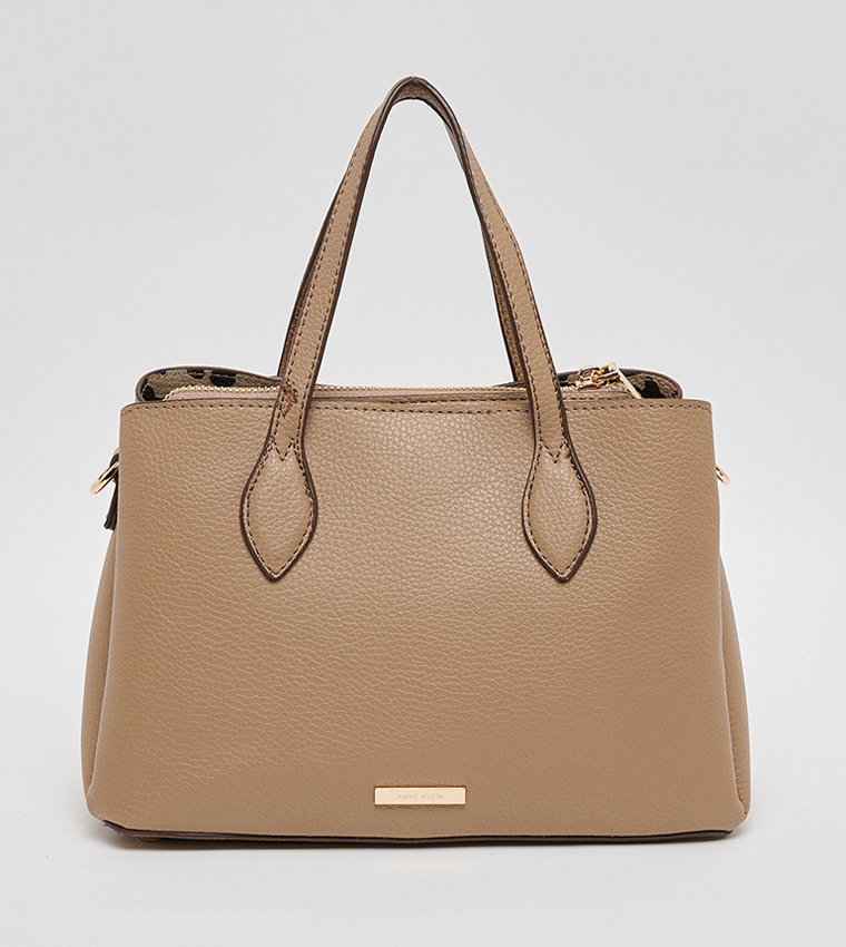 Textured Satchel Bag with Coin Pouch