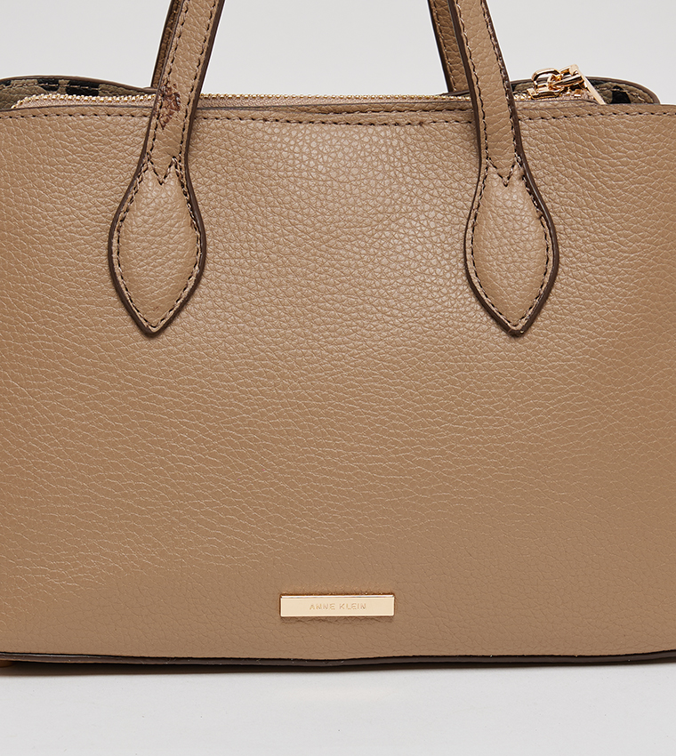 Textured Satchel Bag with Coin Pouch