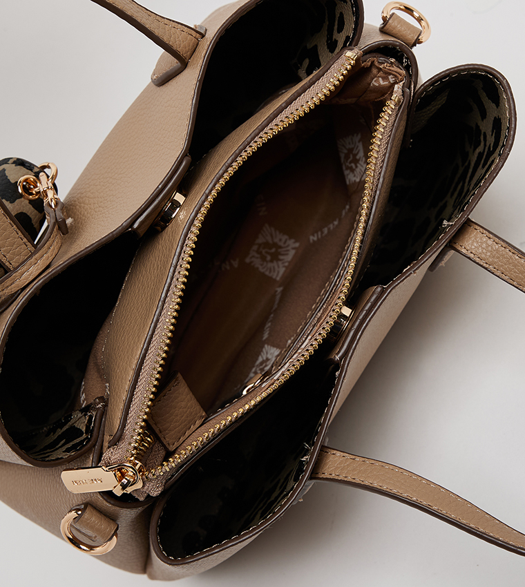 Textured Satchel Bag with Coin Pouch