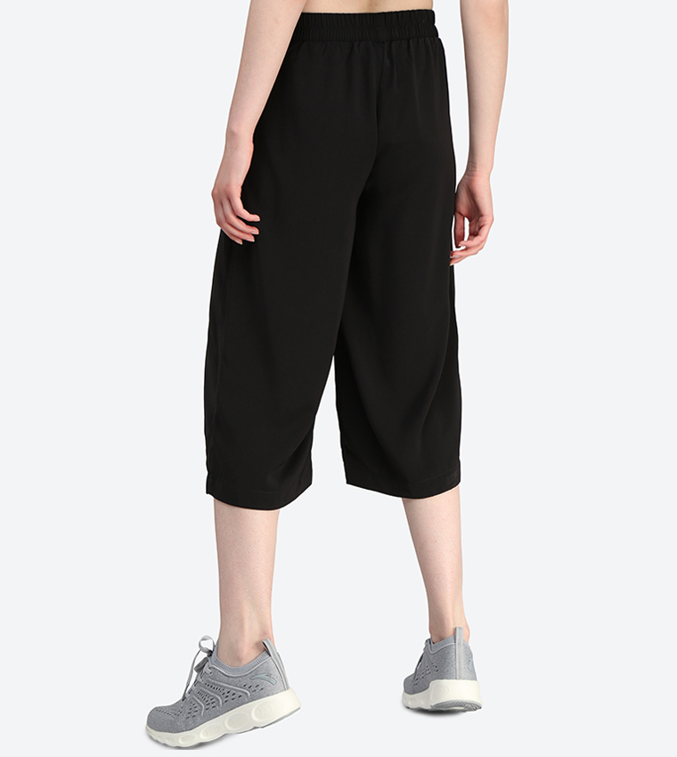 Elastic Waistband Cross-Training Cropped Pants - Black AN86827348-1