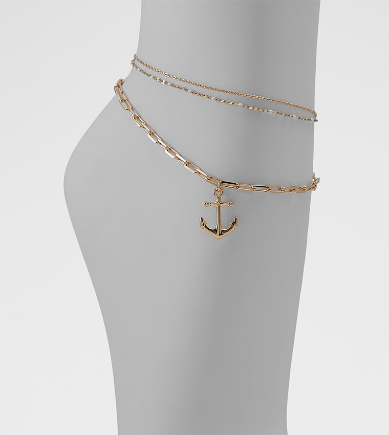 Buy Aldo Accessories ANCHORED Gold Tone Multipack Anklet Set In