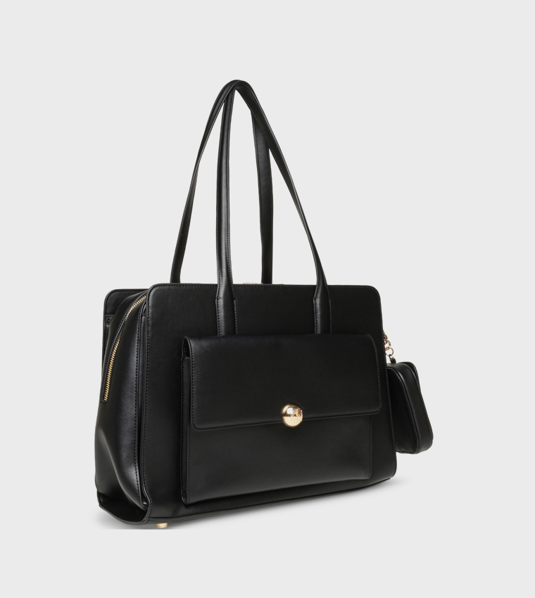 Textured Logo Detail Shoulder Bag