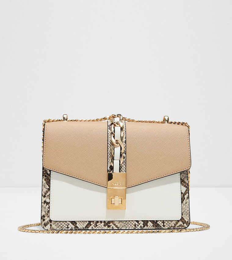 ANNONANAA Snakeskin Detail Flap Crossbody Bag