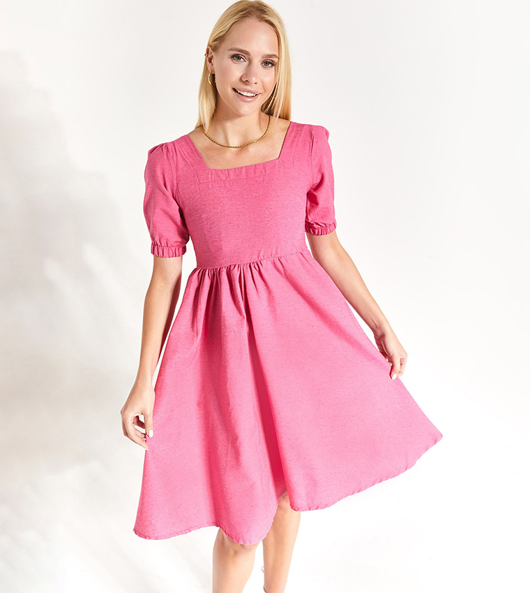 Pink cocktail cheap dress with sleeves