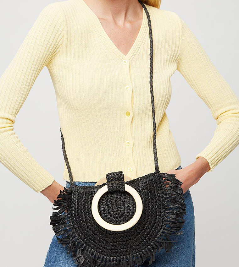 Buy Dorothy Perkins Fringe Detail Straw Crossbody Bag In Black 6thStreet Kuwait