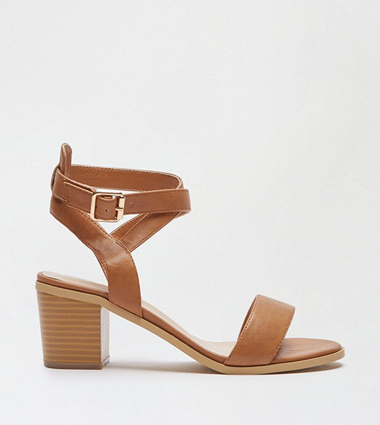 Buy Dorothy Perkins Tan Sem Cross Strap Block Heeled Sandal In