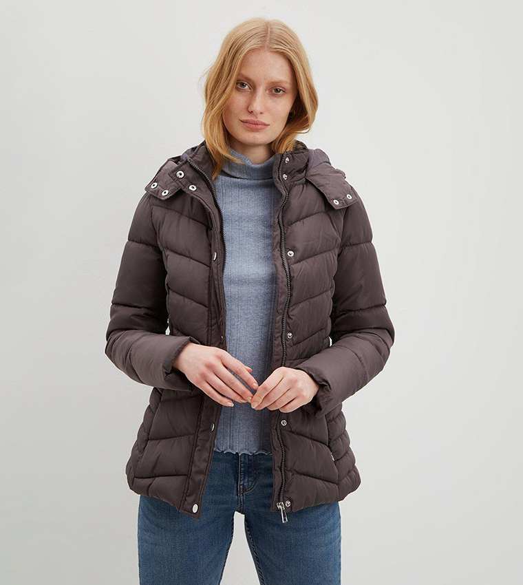 Buy Dorothy Perkins Short Padded Hooded Coat In Grey 6thStreet Qatar